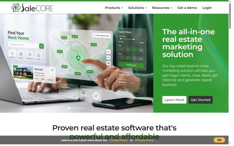 The SaleCORE home page