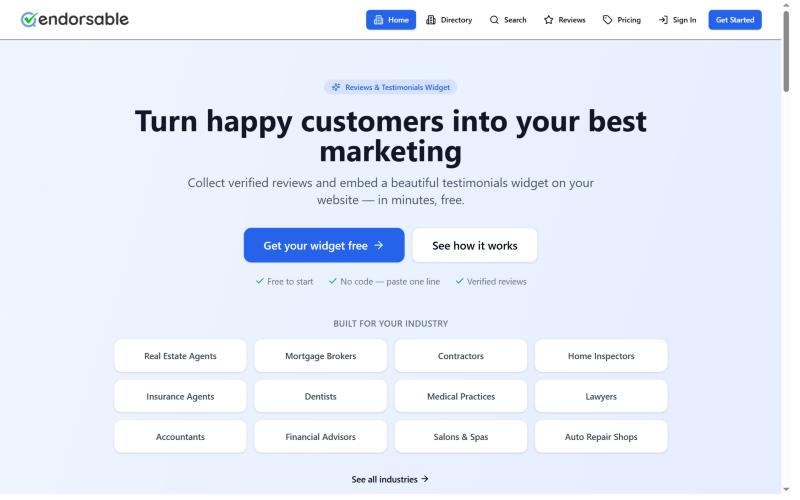 The Endorsable home page